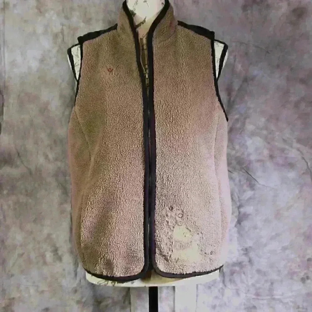 Walt Disney Winnie the Pooh brown color blocked fleece vest Size M.
